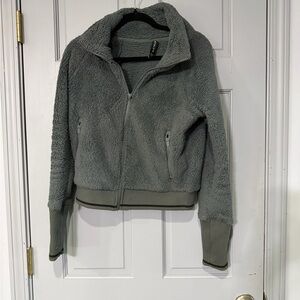 Athleta Plush Sherpa Zip Jacket in Sage
